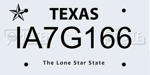 IA7G166 Texas License Plate