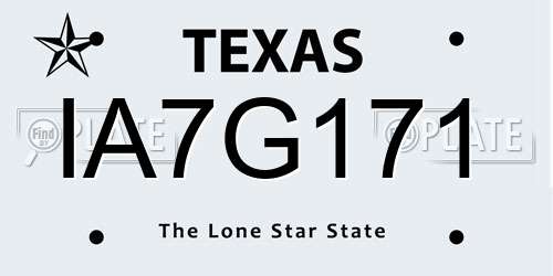 IA7G171 Texas License Plate