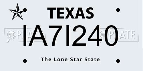 IA7I240 Texas License Plate