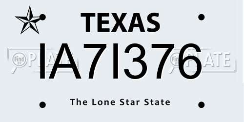 IA7I376 Texas License Plate