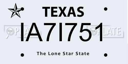 IA7I751 Texas License Plate