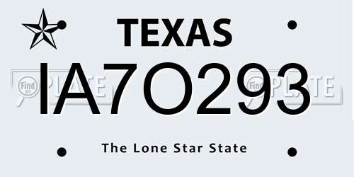 IA7O293 Texas License Plate