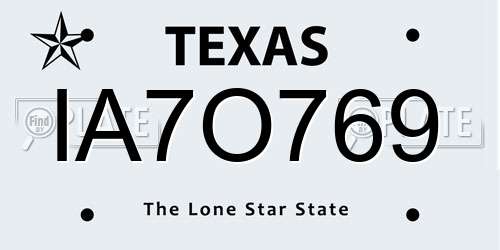 IA7O769 Texas License Plate