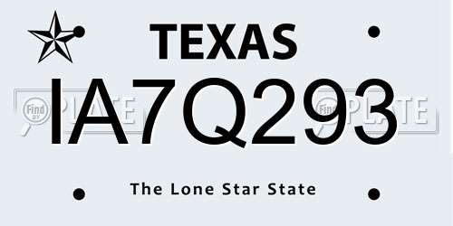 IA7Q293 Texas License Plate