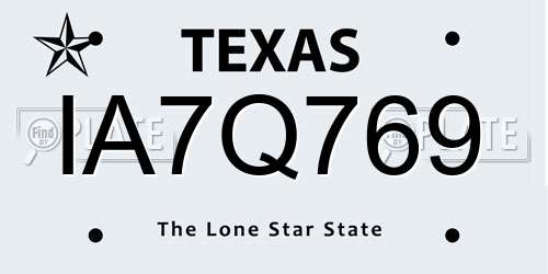 IA7Q769 Texas License Plate