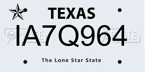 IA7Q964 Texas License Plate