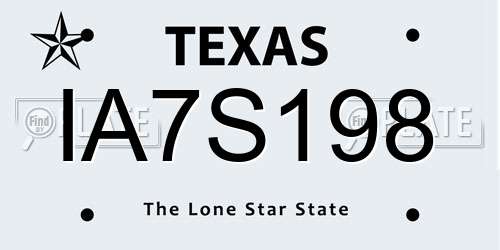 IA7S198 Texas License Plate