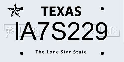 IA7S229 Texas License Plate