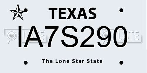 IA7S290 Texas License Plate