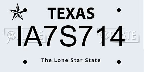 IA7S714 Texas License Plate