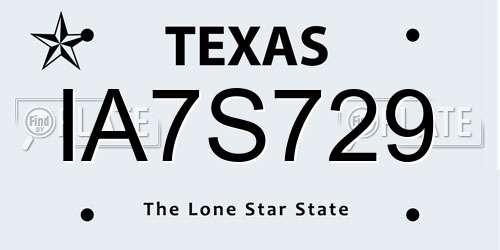 IA7S729 Texas License Plate