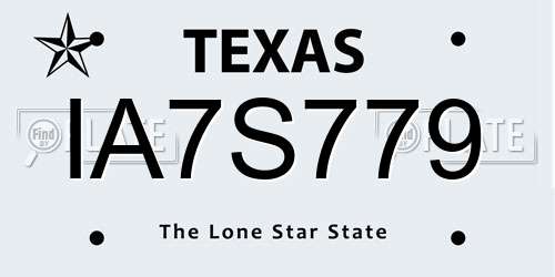 IA7S779 Texas License Plate