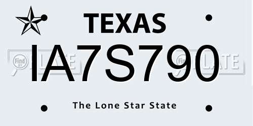 IA7S790 Texas License Plate