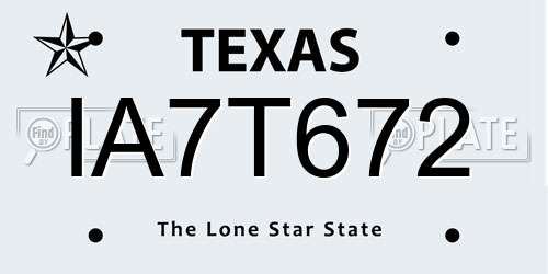 IA7T672 Texas License Plate