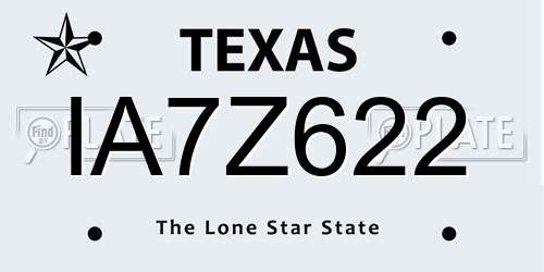 IA7Z622 Texas License Plate