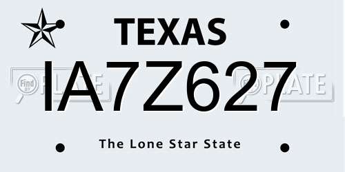 IA7Z627 Texas License Plate