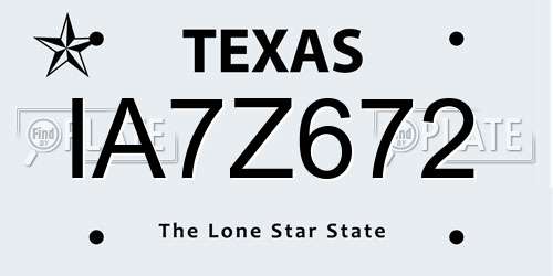 IA7Z672 Texas License Plate