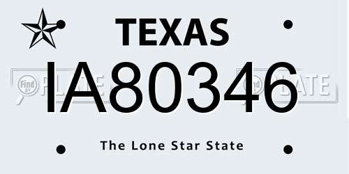 IA80346 Texas License Plate