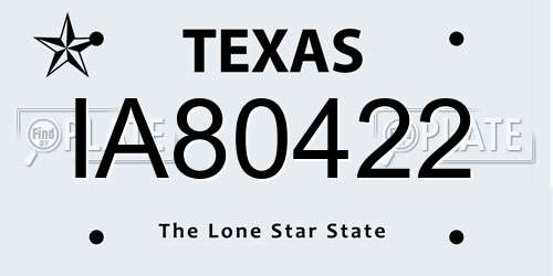 IA80422 Texas License Plate