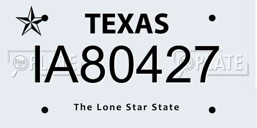 IA80427 Texas License Plate