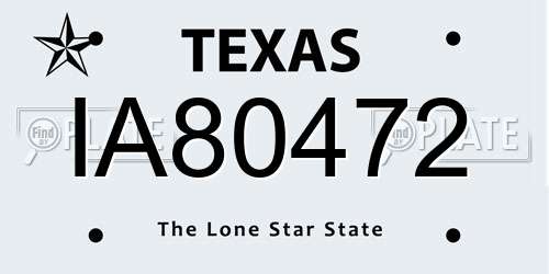IA80472 Texas License Plate