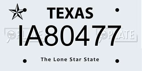 IA80477 Texas License Plate