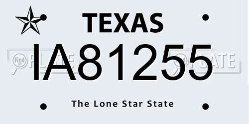 IA81255 Texas License Plate