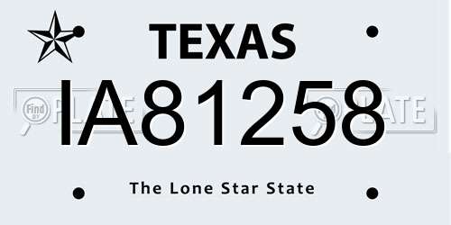 IA81258 Texas License Plate