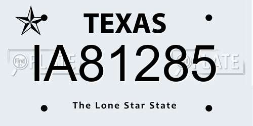 IA81285 Texas License Plate