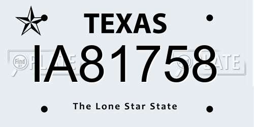 IA81758 Texas License Plate