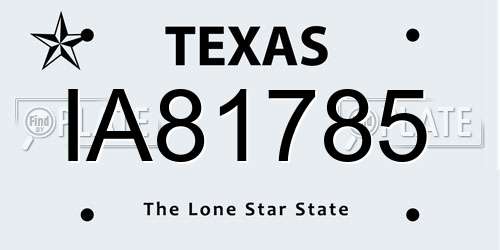 IA81785 Texas License Plate