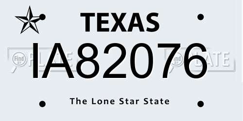 IA82076 Texas License Plate