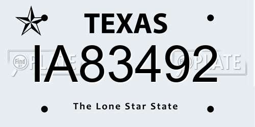 IA83492 Texas License Plate