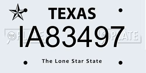IA83497 Texas License Plate
