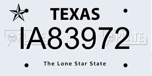 IA83972 Texas License Plate