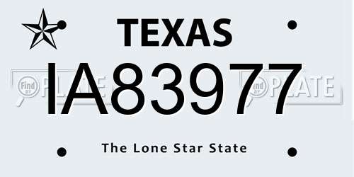 IA83977 Texas License Plate