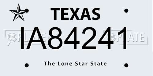 IA84241 Texas License Plate