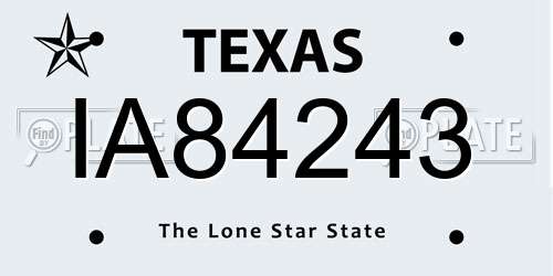 IA84243 Texas License Plate