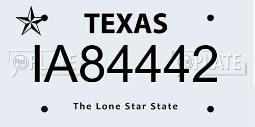 IA84442 Texas License Plate