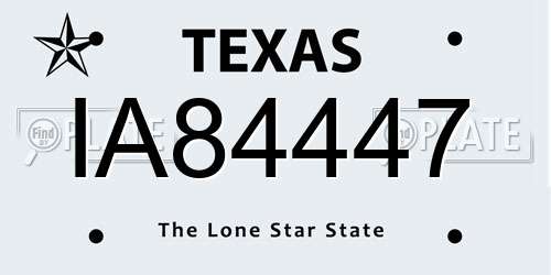 IA84447 Texas License Plate