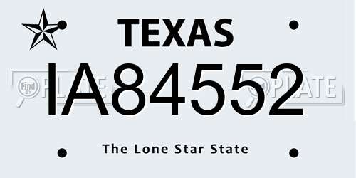 IA84552 Texas License Plate