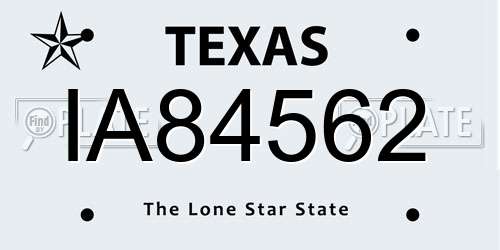 IA84562 Texas License Plate