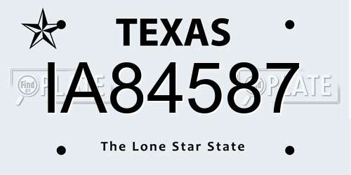 IA84587 Texas License Plate