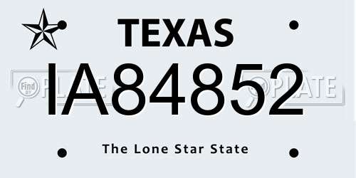 IA84852 Texas License Plate