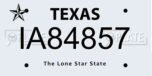 IA84857 Texas License Plate