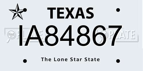IA84867 Texas License Plate