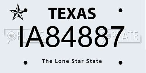 IA84887 Texas License Plate