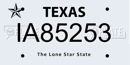IA85253 Texas License Plate
