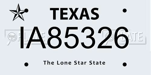 IA85326 Texas License Plate