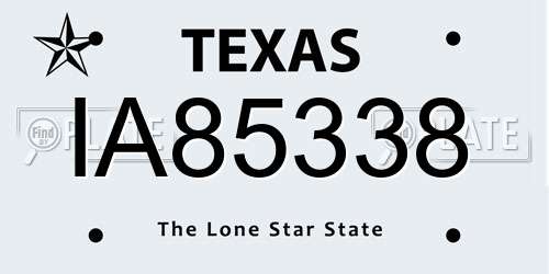 IA85338 Texas License Plate